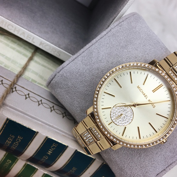 Michael Kors gold crystal bezel bracelet watch - Picture 7 of 8